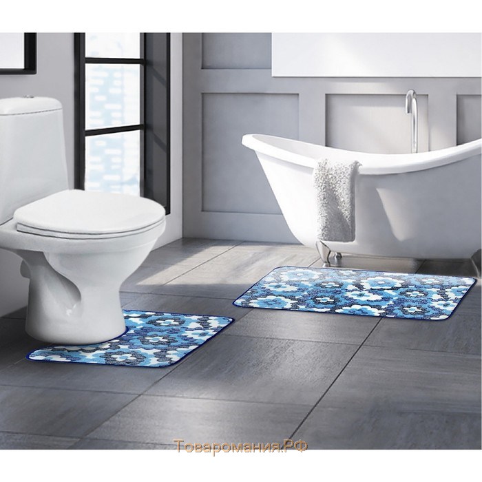 Набор ковриков для ванной и туалета «Фиолетовые цветы», 2 шт, 40×50 см, 50×80 см