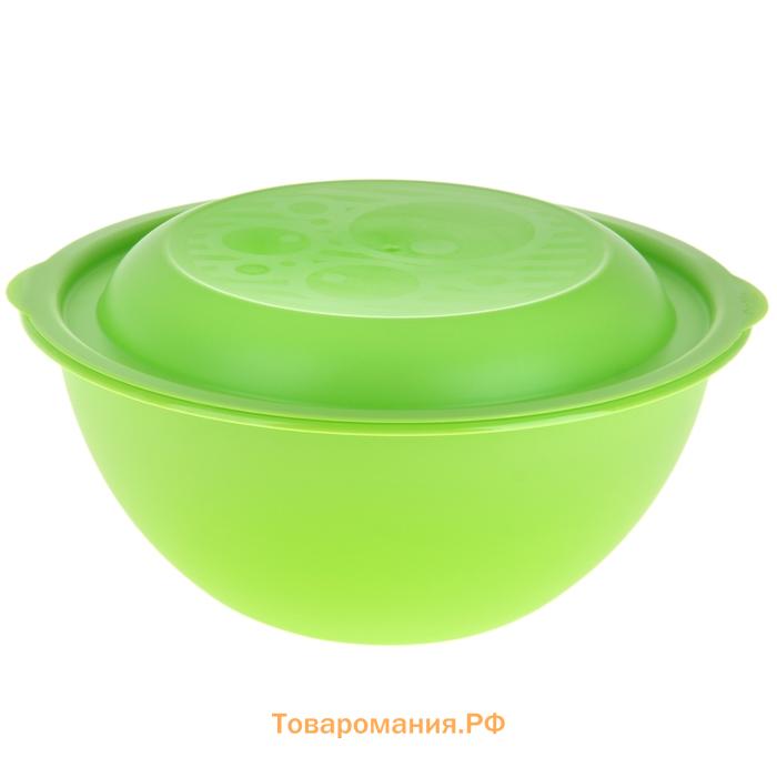 Миска салатница Martika, 3 л, с крышкой, пластик, МИКС