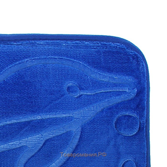 Набор ковриков для ванной и туалета «Дельфины», 3 шт, 39×43 см, 40×50 см, 50×80 см, цвет МИКС