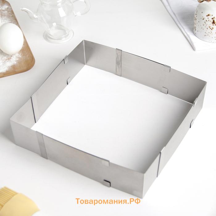 Форма для выкладки и выпечки с регулировкой размера, 15.5×28 см, h=5 см, серебристая
