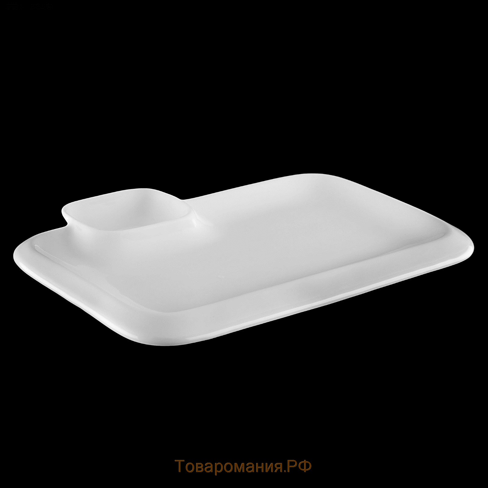 Блюдо фарфоровое прямоугольное с соусником Wilmax Teona, 20×12 см, цвет белый