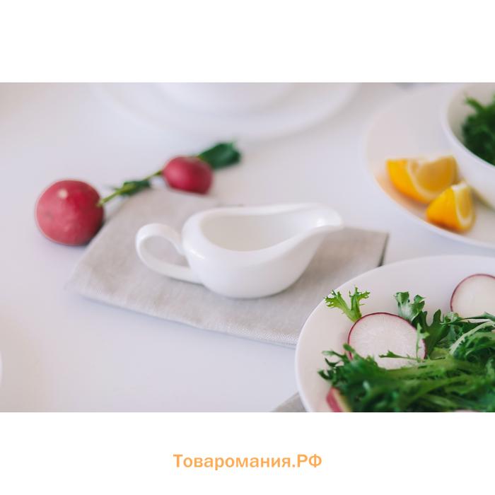 Соусник Wilmax, 100 мл, 13×6×5 см, фарфор, белый