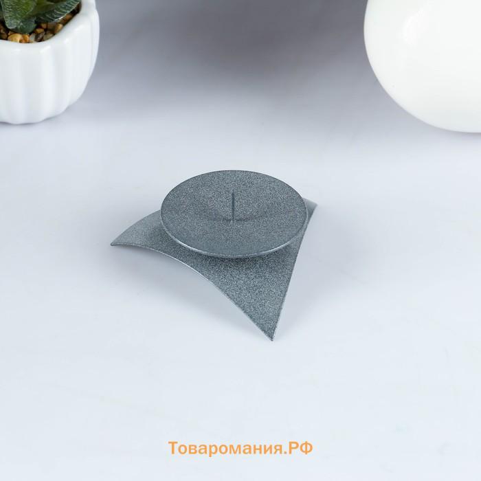 Подсвечник "Звездочка" металл на 1 свечу, 9х3,5 см, серый