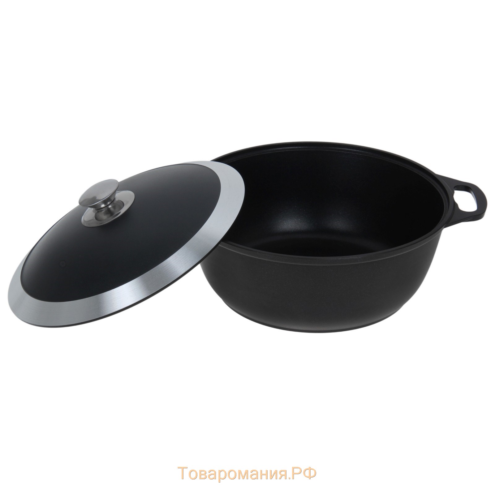 Жаровня «Традиция», 4 л, d=28 см, h=11 см, алюминиевая крышка, антипригарное покрытие, цвет чёрный