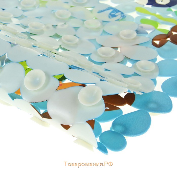 Коврик противоскользящий в ванну на присосках «Морские игры», 37×65 см