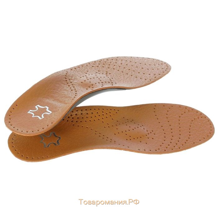 Стельки для обуви, амортизирующие, дышащие, с жёстким супинатором, р-р RU 44 (р-р Пр-ля 44), 28 см, пара, цвет коричневый