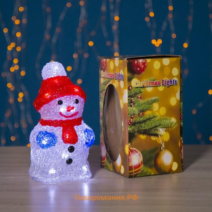 Светодиодная фигура «Снеговик» 11 × 22 × 11 см, акрил, 24 LED, батарейки ААх2 (не в комплекте), свечение белое