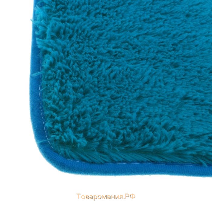 Набор ковриков для ванной и туалета «Пушистик», 2 шт, 40×50, 50×80 см цвет голубой