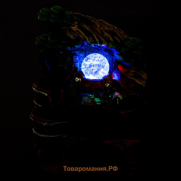 Фонтан настольный «Чаши под соломенной крышей», 14×19 см, с подсветкой