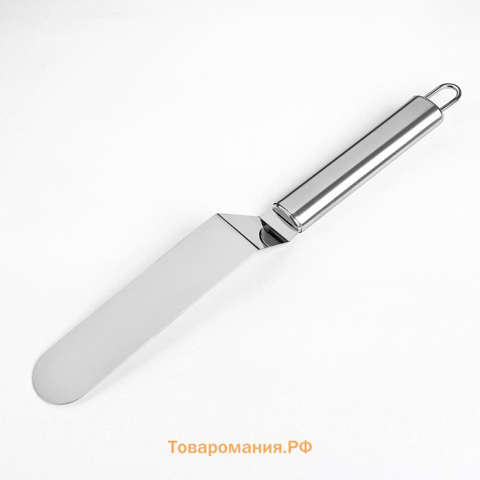 Кондитерская лопатка - палетка изогнутая , 26.5×3 см, рабочая часть 14.5 см, серебристая