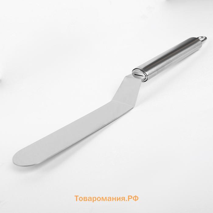 Кондитерская лопатка - палетка изогнутая , 26.5×3 см, рабочая часть 14.5 см, серебристая