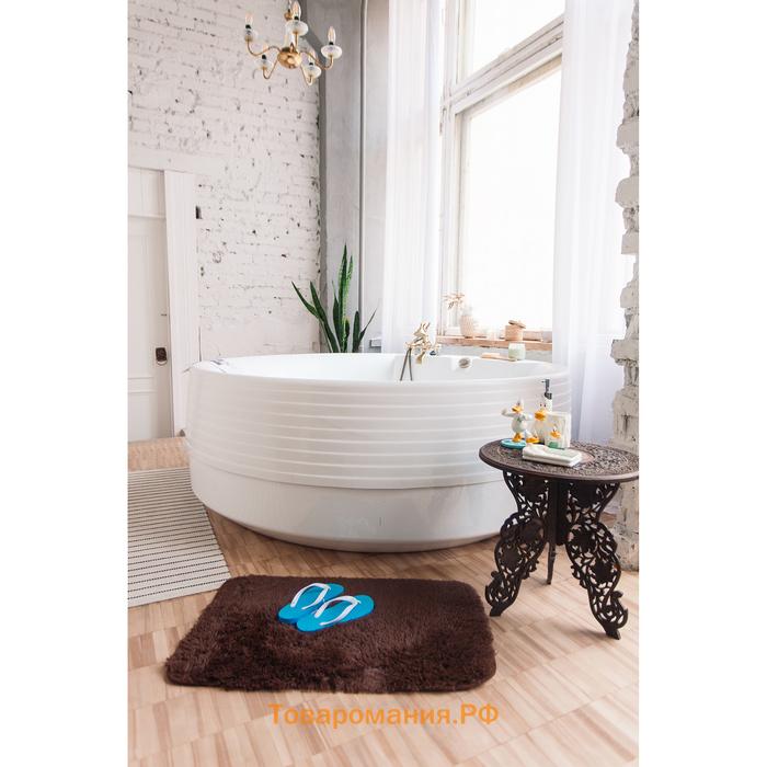 Коврик для ванной и туалета «Пушистик», 50×80 см, цвет коричневый