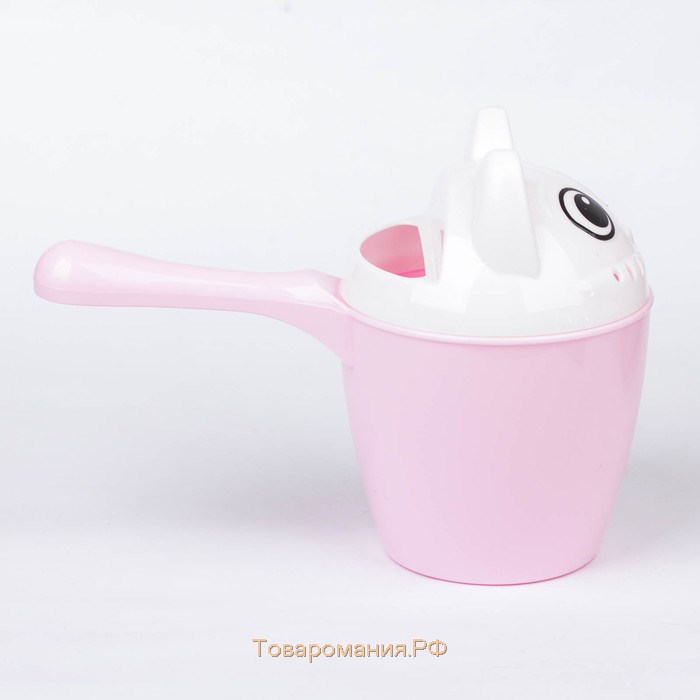 Ковш пластиковый для купания и мытья головы, детский банный ковшик «Котофей», 1 л., с леечкой, цвет розовый