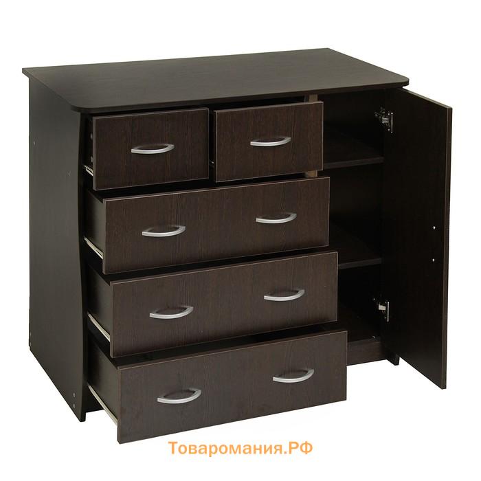 Комод напольный «Клик Мебель», 5 ящиков, с дверью, 1100×480×900 мм, цвет тёмно-серый