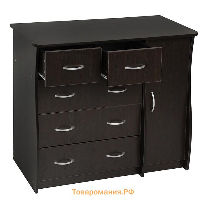 Комод напольный «Клик Мебель», 5 ящиков, с дверью, 1100×480×900 мм, цвет тёмно-серый