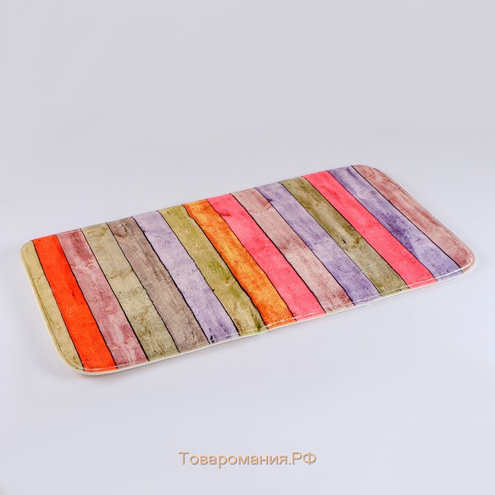 Набор ковриков для ванной и туалета «Цветные деревяшки», 2 шт, 38×45 см, 45×75 см