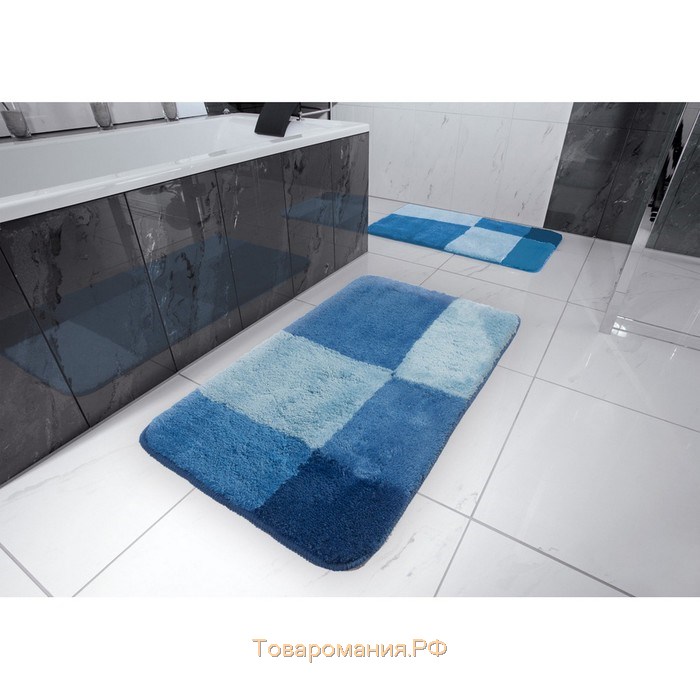 Коврик для ванной комнаты Pisa, цвет синий/голубой 55х50 см
