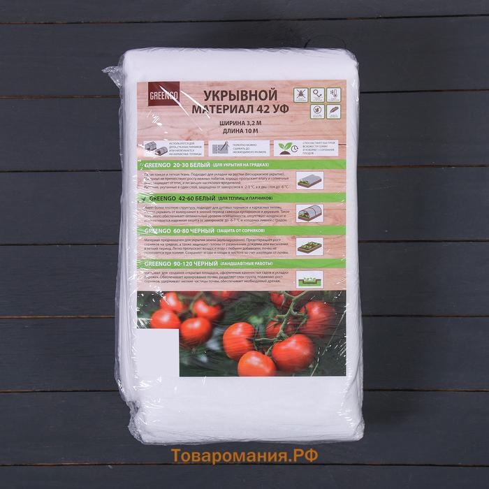 Материал укрывной, 10×3.2 м, плотность 42 г/м², спанбонд с УФ-стабилизатором, белый, Greengo, Эконом 30%