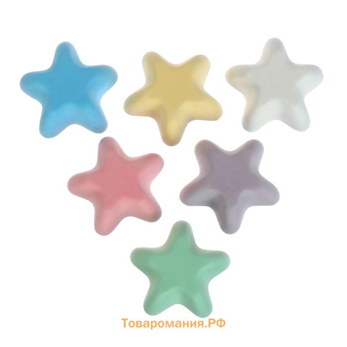 Мелки цветные для асфальта 6 штук Calligrata TOP, в форме звёздочки (3 х 1,3см; 5-7 гр), МИКС