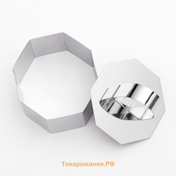 Форма для выкладки  «Восьмиугольник», 7.5×4 см, с прессом, толщина 2 мм, нержавеющая сталь