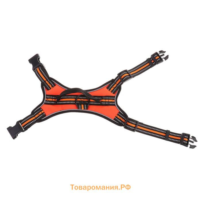 Шлейка К7 мягкая светоотражающая, размер XL, ОГ 74-92 см, вес 28-47,5 кг, оранженвая