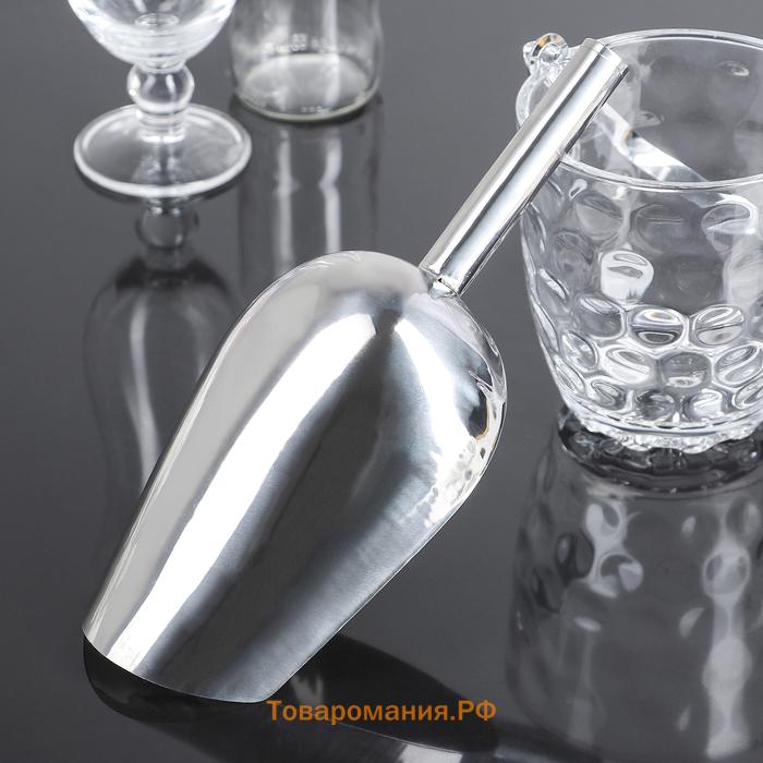 Совок для льда и сыпучих продуктов, 27×12×5.5 см, нержавеющая сталь, хромированный