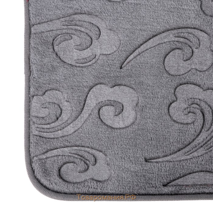 Набор ковриков для ванной и туалета «Грация», 2 шт, 40×50 см, 50×80 см, цвет серый
