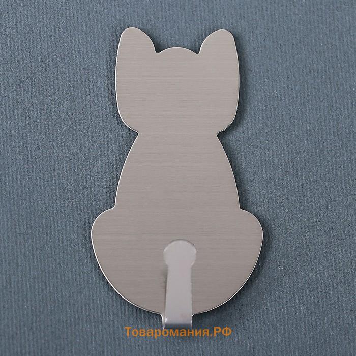 Крючки самоклеящиеся SAVANNA «Кошка», 2 шт., металл, 5×2.4×1.5 см, хромированные