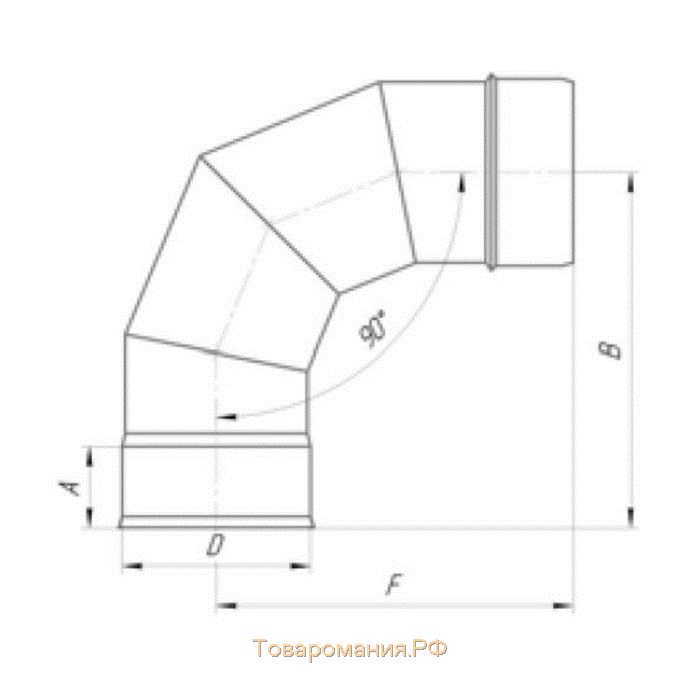 Отвод 90°, d 200 мм, нержавейка 1.0 мм