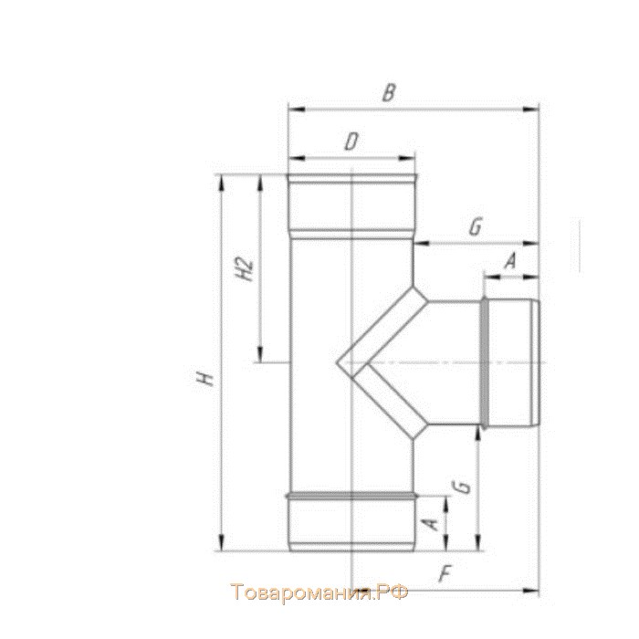 Тройник 90°, d 120 мм, нержавейка 1.0 мм