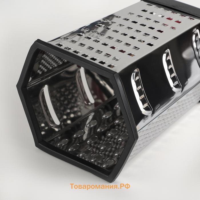 Тёрка шестигранная  «Нео», 14×12×22 см, прорезиненное дно, чёрная, красная