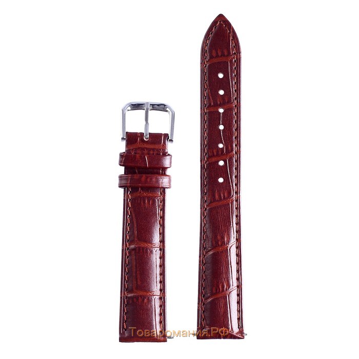 Ремешок для часов "Bugert", 18 мм, l-20 см, натуральная кожа, фактура крокодил, коричневый