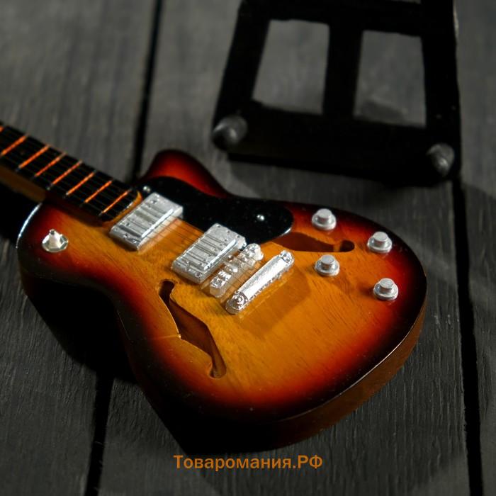 Гитара сувенирная "Gibson Es" чёрно-жёлтая, на подставке 24х8х2 см