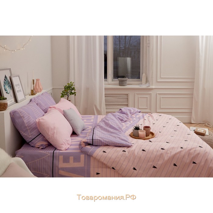 Постельное бельё «» 1.5 сп Violet love 143*215 см, 150*214 см, 70*70 см - 2 шт, бязь 125 г/м2