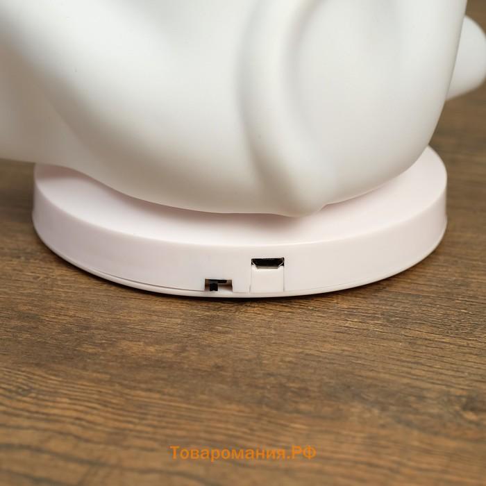 Фигурка светящаяся RISALUX «Собачка», от USB LED-ночник, RGB, батарейки 3×AAA, белый, 13×15xx20 см