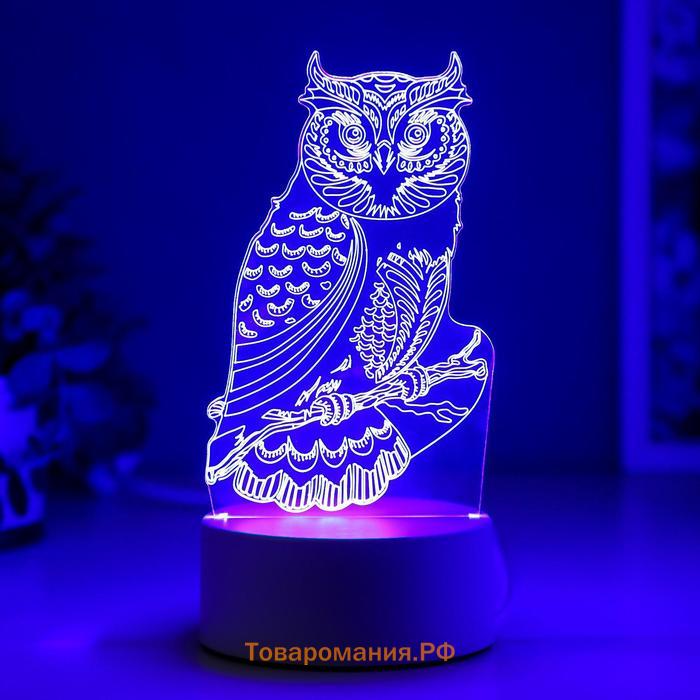 Светильник «Сова» LED RGB от сети