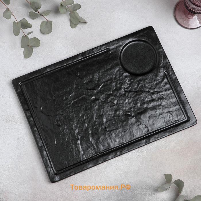 Блюдо для подачи Magistro «Pietra lunare», 33.5×24×1.5 см, фарфор, чёрное