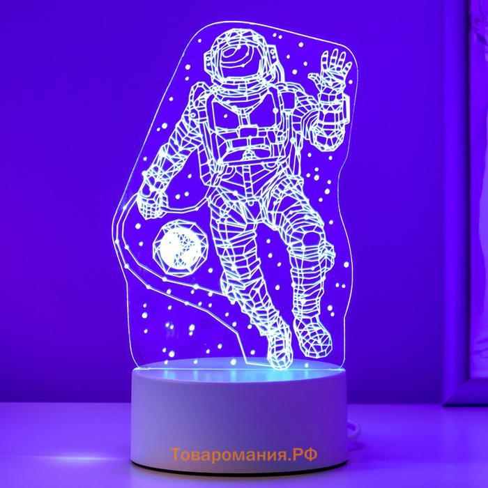 Светильник 3D ночник RISALUX «Космонавт», LED RGB, от сети, 9.5×10×21 см