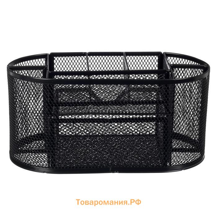 Подставка для канцелярских мелочей 9 отделений, сетка металл, чёрная