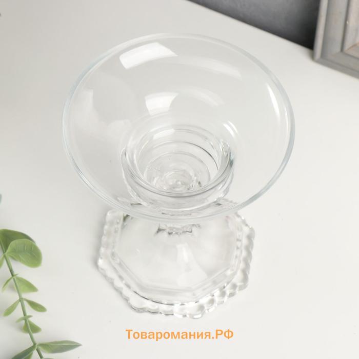 Стеклянный подсвечник на 1 свечу «Чаша», бокал на ножке, прозрачный, 12×11.4×11.4 см