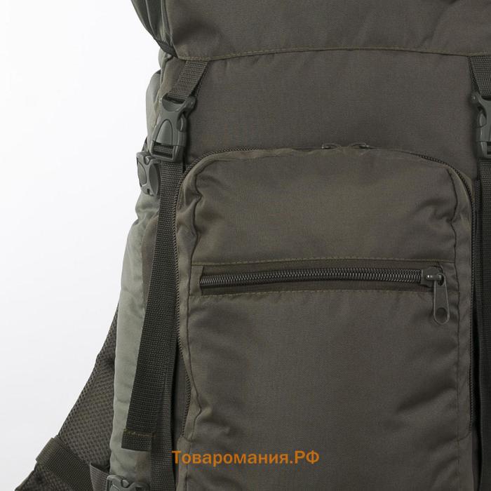 Рюкзак туристический, Taif, 70 л, отдел на шнурке, наружный карман, 2 боковых кармана, цвет олива
