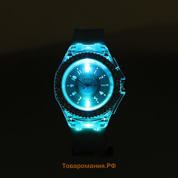 Часы наручные кварцевые женские "Этни", d-4 см, с подсветкой, голубые