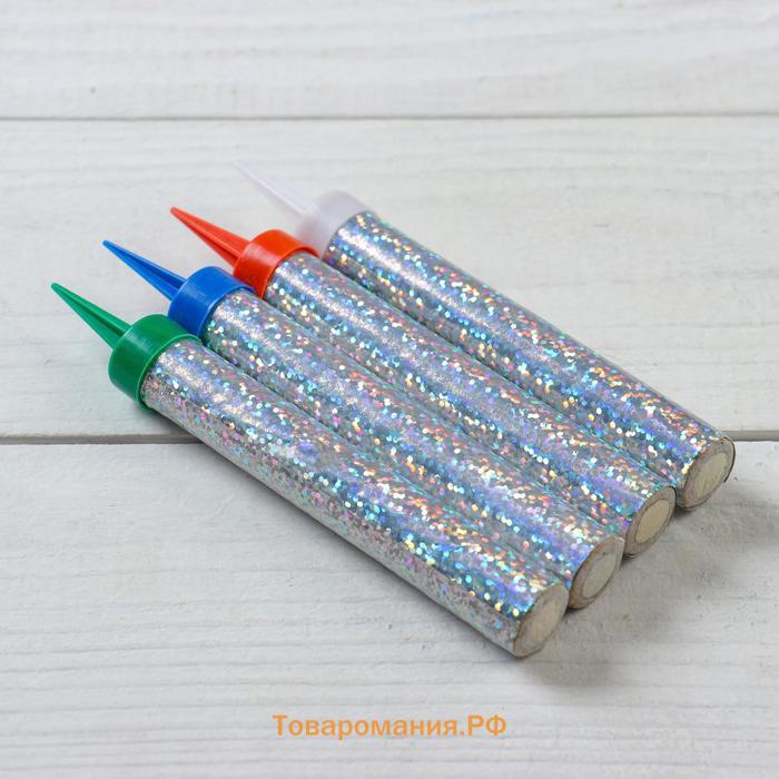 Свечи фонтаны для торта «Цветные искры», 10 см, 30 секунд, цветное пламя, 4 шт.