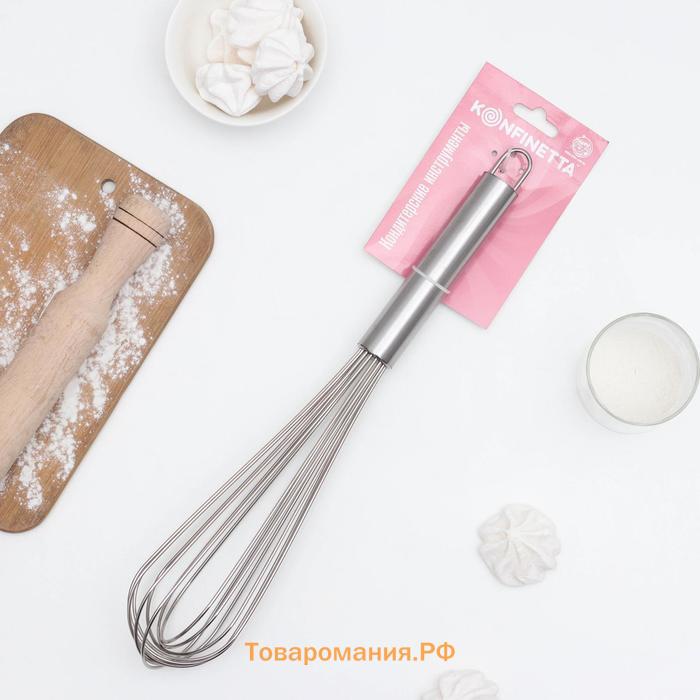 Венчик для взбивания с толстыми струнами KONFINETTA, 37×7 см, серебристый