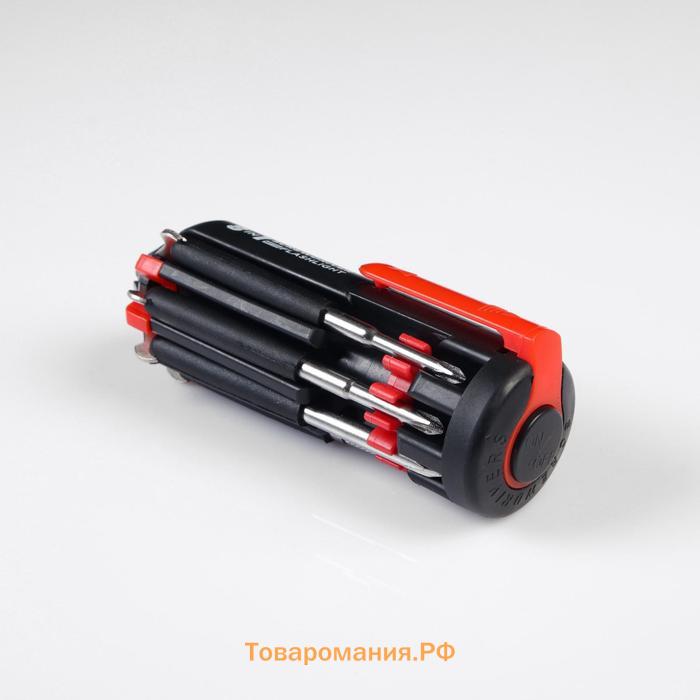 Фонарь многофункциональный, мультитул 8 в 1 «Крутому мужику», 12×4 см, 3 ААА