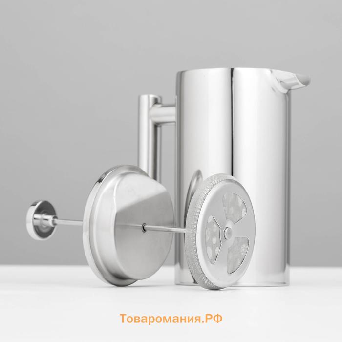 Френч-пресс «Моко», 1 л, нержавеющая сталь, хромированный