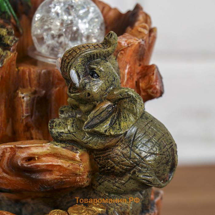 Фонтан настольный «Слоны с монетками, пальма», 20×13 см, с подсветкой