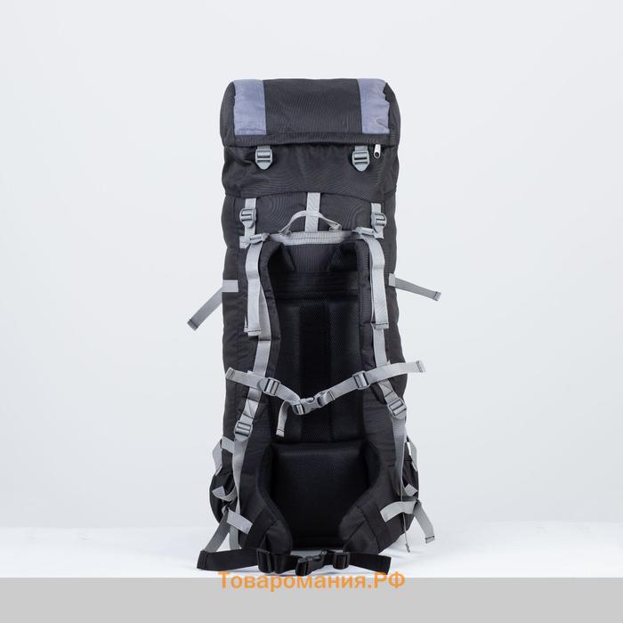 Рюкзак туристический, Taif, 80 л, отдел на шнурке, наружный карман, 2 боковые сетки, цвет чёрный/серый