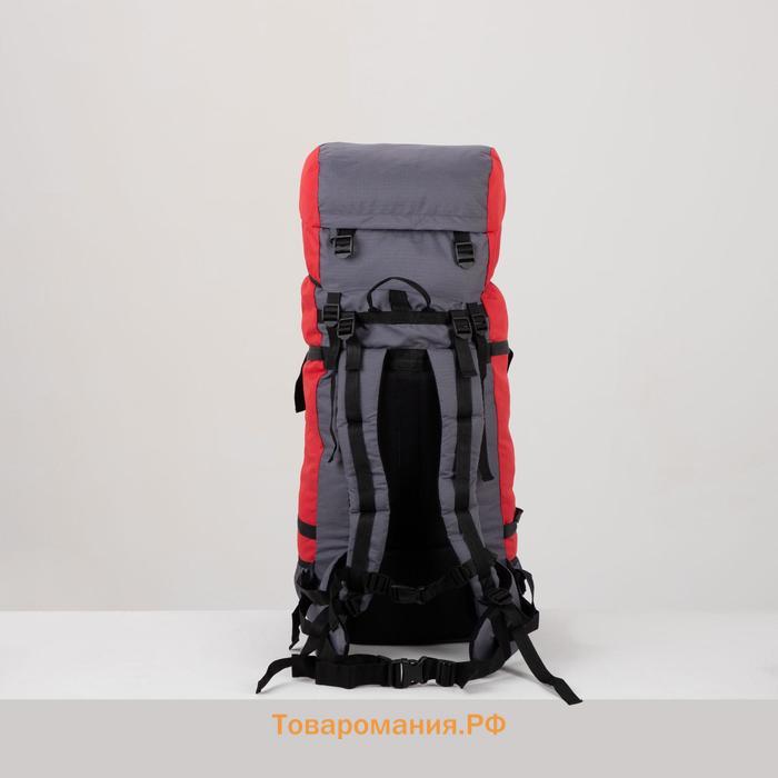 Рюкзак туристический, Taif, 70 л, отдел на шнурке, наружный карман, 2 боковых кармана, цвет серый/красный