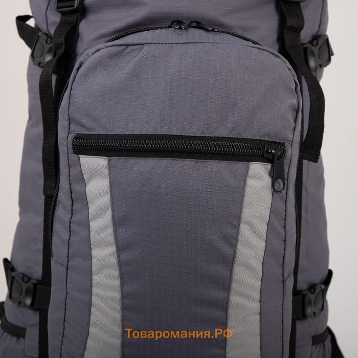 Рюкзак туристический, Taif, 60 л, отдел на шнурке, наружный карман, 2 боковые сетки, цвет серый